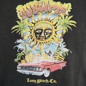 Sublime Graphic T-Shirt Sun Face‎ Logo Sz M Long Beach Black Short Sleeve
